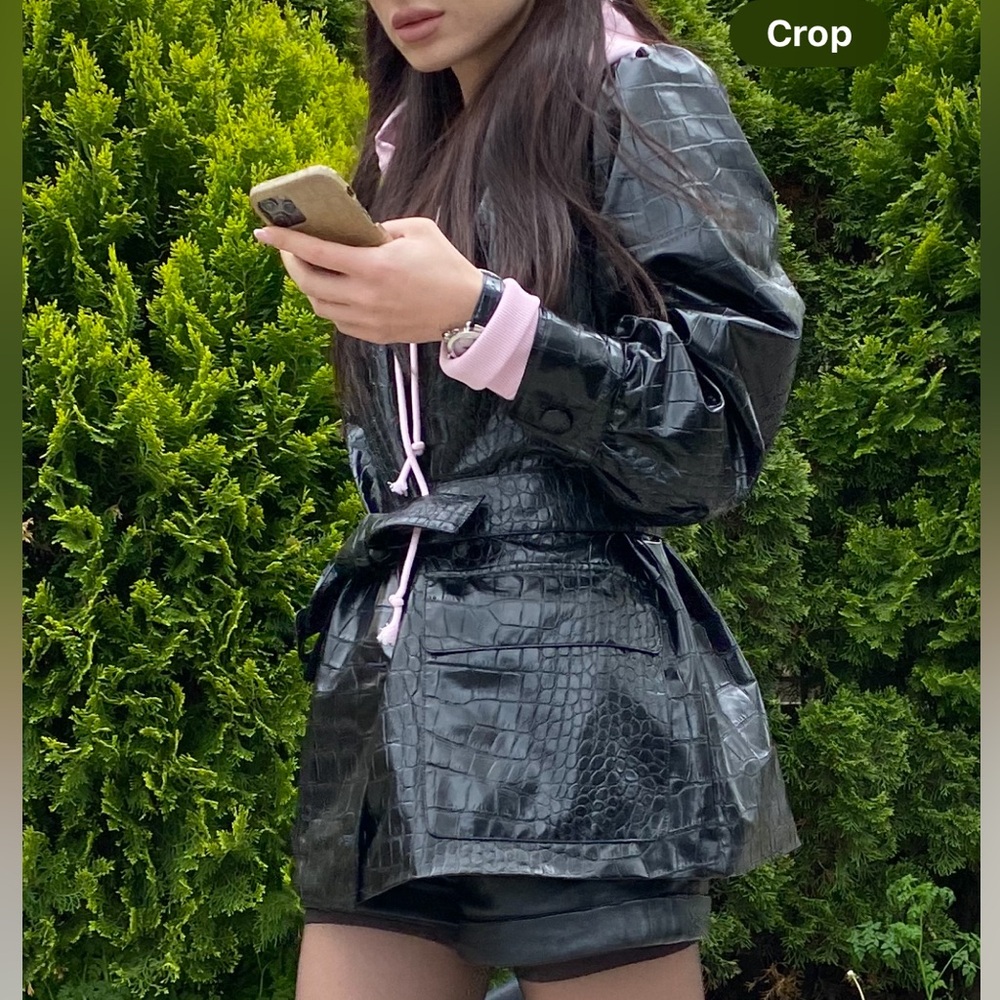 Stylish Black Croc-Embossed Jacket